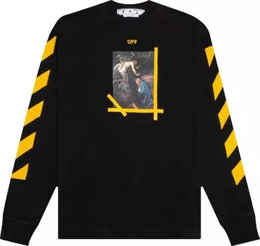 Лонгслив Off-White Diagonal Arrow Caravaggio Skate Long-Sleeve Tee 'Black/White', черный