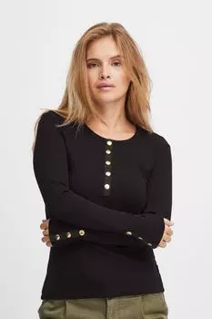 Лонгслив PULZ Jeans PZHAVANA Long Sl Tshirt 50207348, черный