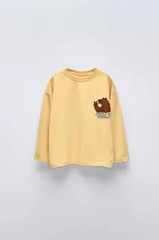 Лонгслив с медведем ZARA, желтый
