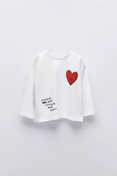 Лонгслив с принтом ZARA, белый