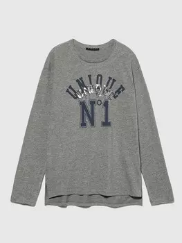 Лонгслив Sisley Longsleeve, цвет Grau/Dunkelblau