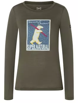 Лонгслив super.natural Merino, зеленый