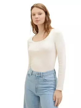 Лонгслив TOM TAILOR Denim, кремовый