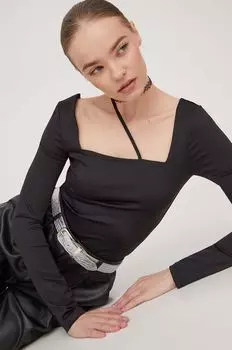 Лонгслив Tommy Jeans, черный