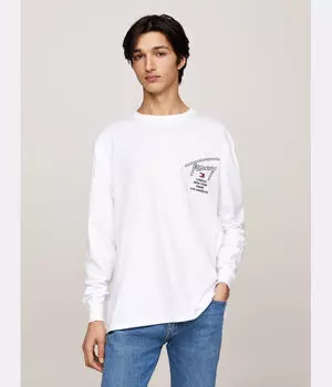 Лонгслив Tommy Jeans Regular Fit, белый