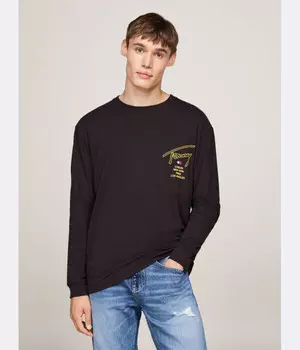 Лонгслив Tommy Jeans Regular Fit, черный