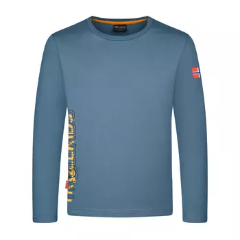 Лонгслив Trollkids Stavanger, цвет Stahlblau/Schwarz/Mango