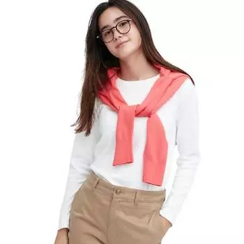 Лонгслив Uniqlo Smooth Stretch Cotton, белый
