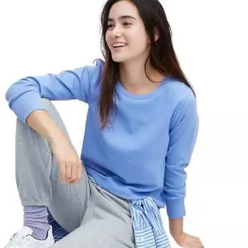 Лонгслив Uniqlo Smooth Stretch Cotton, синий