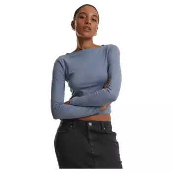Лонгслив Urban Classics Ruffled Super Slim, синий