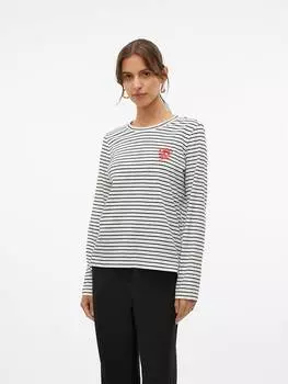 Лонгслив Vero Moda, белый/черный