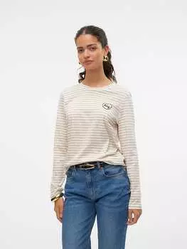 Лонгслив Vero Moda, бежевый