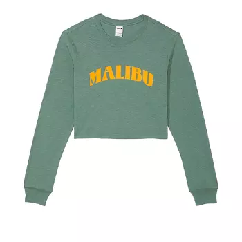 Лонгслив Victoria's Secret Pink Premium Cotton Cropped Malibu, зеленый