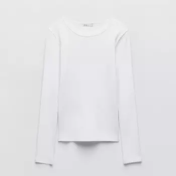 Лонгслив Zara Ribbed, белый