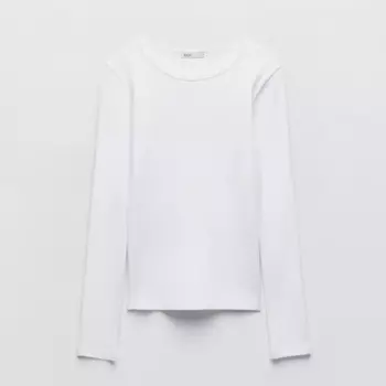 Лонгслив Zara Ribbed, белый