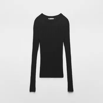 Лонгслив Zara Ribbed, черный
