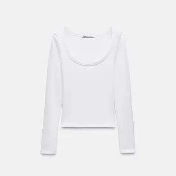 Лонгслив Zara Ribbed Long Sleeve, белый