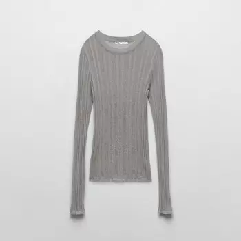 Лонгслив Zara Ribbed, серый
