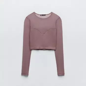 Лонгслив Zara Seamless Matching, бежево-розовый
