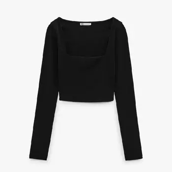Лонгслив Zara Square Neckline, черный