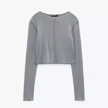 Лонгслив Zara Viscose, серый