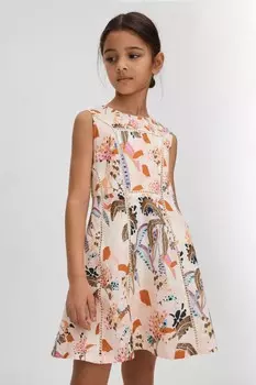 Лор платье из хлопка и льна Reiss, розовый