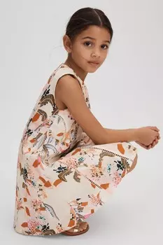 Лор платье из хлопка и льна Reiss, розовый