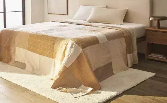 Лоскутное покрывало Zara Home, светло-бежевый