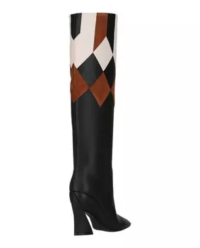 Лоскутные сапоги Антеи Salvatore Ferragamo, цвет Black Beige
