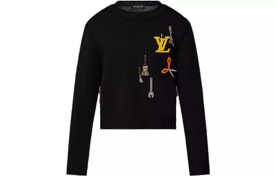 Свитер мужской Louis Vuitton с принтом, черный / желтый