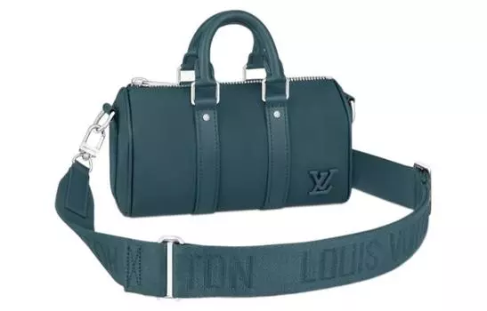 LOUIS VUITTON Сумка-мессенджер Keepall Aerogram Leather Crossbody унисекс синего цвета