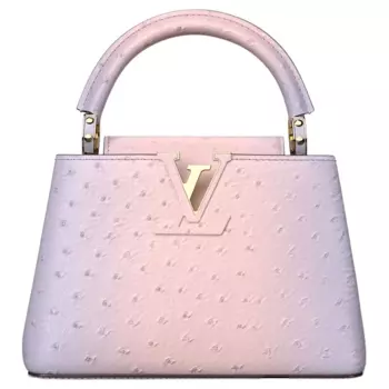 LOUIS VUITTON Сумка-тоут Capucines из страусиной кожи Kapusin через плечо, мини, женская, фиолетово-розовая