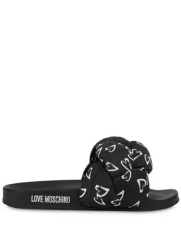 Love Moschino шлепанцы с принтом, черный