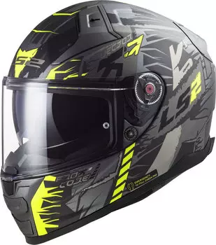 Шлем LS2 Vector II Techbot, черный/серый/зеленый