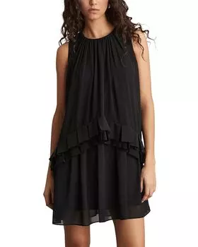 Luni Платье без рукавов с рюшами REISS, черный