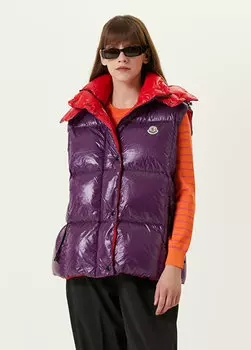 Luzule фиолетовый пуховый жилет с капюшоном Moncler