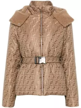 Лыжная куртка с логотипом FF FENDI, коричневый