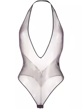 Maison Close боди Bodystring с глубоким вырезом, фиолетовый