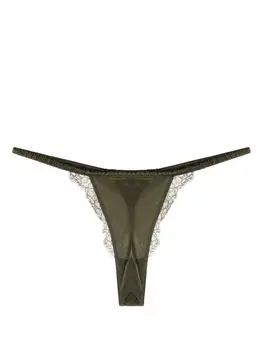 Maison Close трусы-стринги с кружевом, зеленый