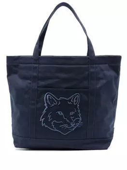 Maison Kitsun большая сумка-тоут Fox Head, синий