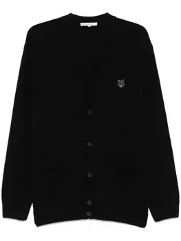 Maison Kitsun кардиган с нашивкой Bold Fox Head Patch, черный