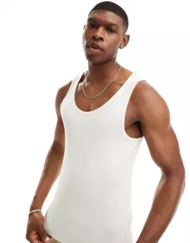 Майка Asos Design Muscle Fit Rib, экрю