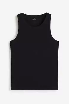 Майка H&M Slim Fit Ribbed Tank, черный