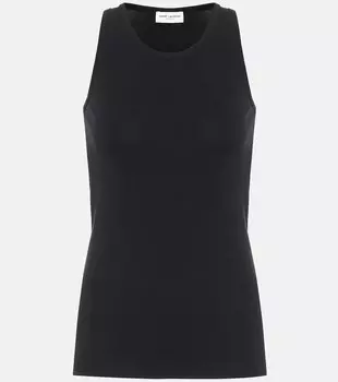 Майка из хлопкового джерси SAINT LAURENT, черный