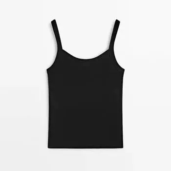 Майка Massimo Dutti Mercerised Cotton, черный