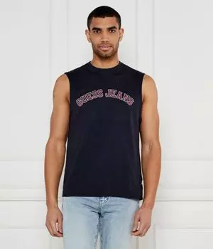 Майка мужская Guess Jeans хлопковая с логотипом бренда, синий