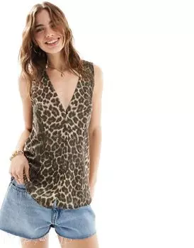 Майка с леопардовым принтом ASOS DESIGN