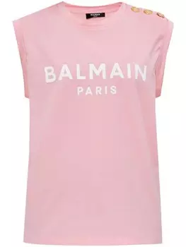 Майка с логотипом Balmain, розовый