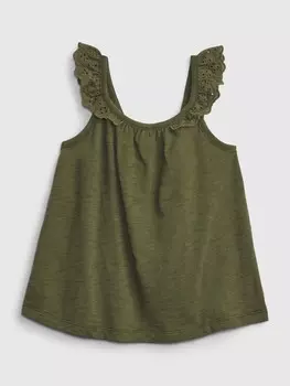 Майка с рюшами Gap, зеленый