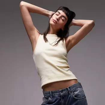 Майка Topshop Fitted Ribbed, светло-желтый